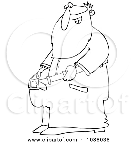 Clipart Outlined Fit Santa Holding Out His Big Pants After Losing    