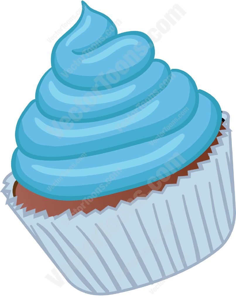 Cupcake With Blue Swirled Frosting   Vector Graphics   Vectortoons    