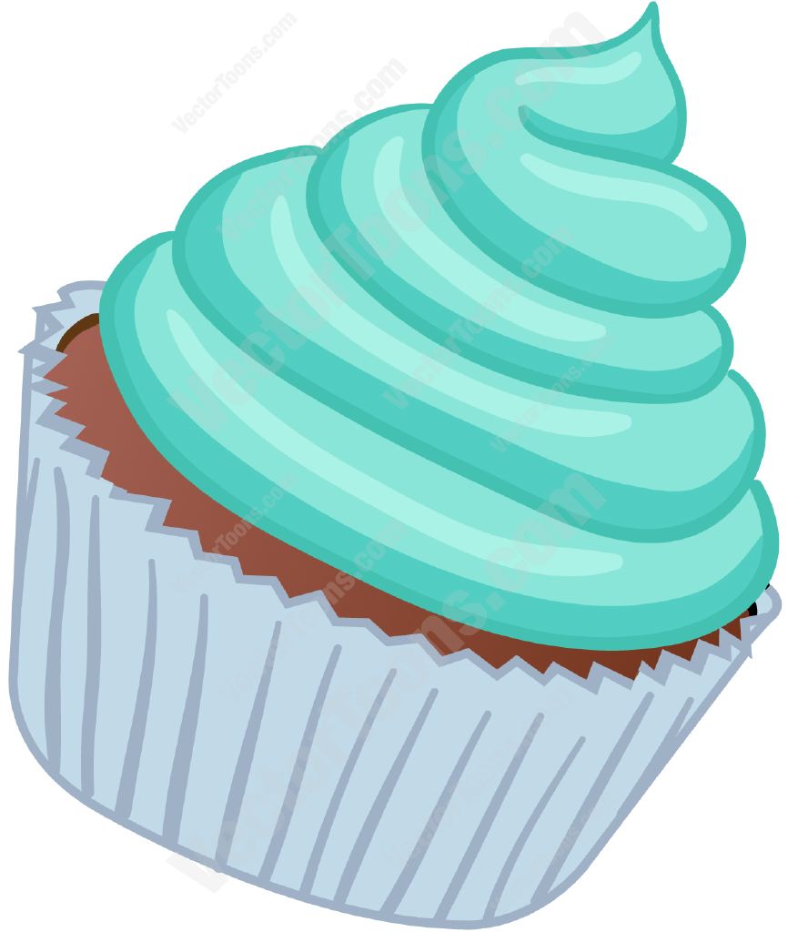Cupcake With Light Blue Swirled Frosting   Vector Graphics