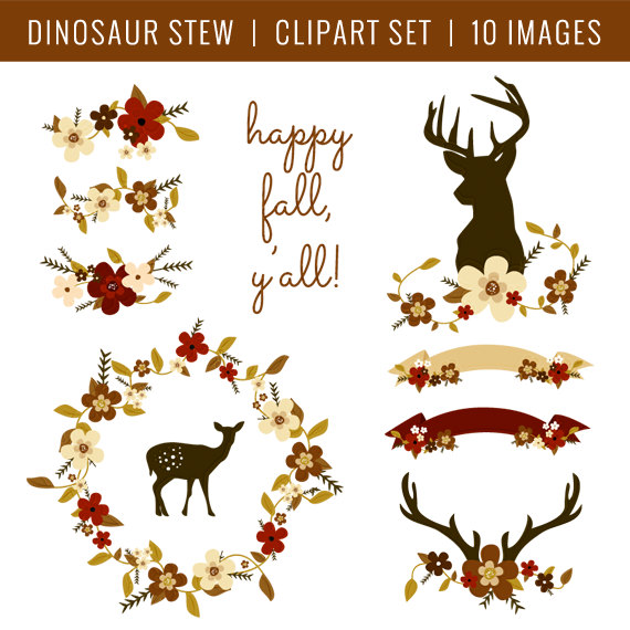 Fall Floral Flowers And Woodland Creatures Autumn Clipart
