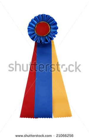 Front Of Grand Champion 1st Place Ribbon With Clipping Path   Stock