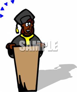 Graduate Giving A Speech At A Podium   Royalty Free Clipart Picture
