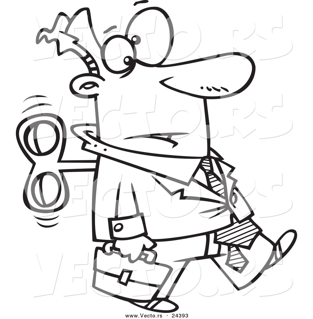 Larger Preview  Vector Of A Cartoon Wind Up Businessman On Auto Pilot