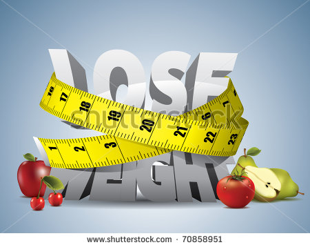 Lose Weight Text With Measure Tape And Fruits Stock Vector    