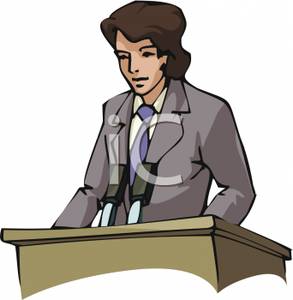 Making A Speech At A Podium   Royalty Free Clipart Picture
