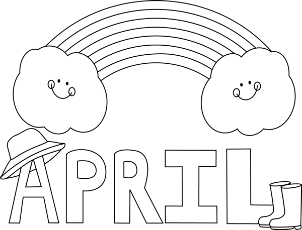 Month Of April Rainbow Clip Art   Black And White Month Of April