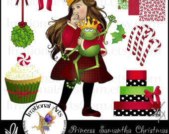 Princess Samantha And Sir Froggy Halloween Instant Download Clip Art    