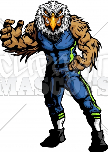 Seahawk Football Mascot Cartoon   Football Design  1479
