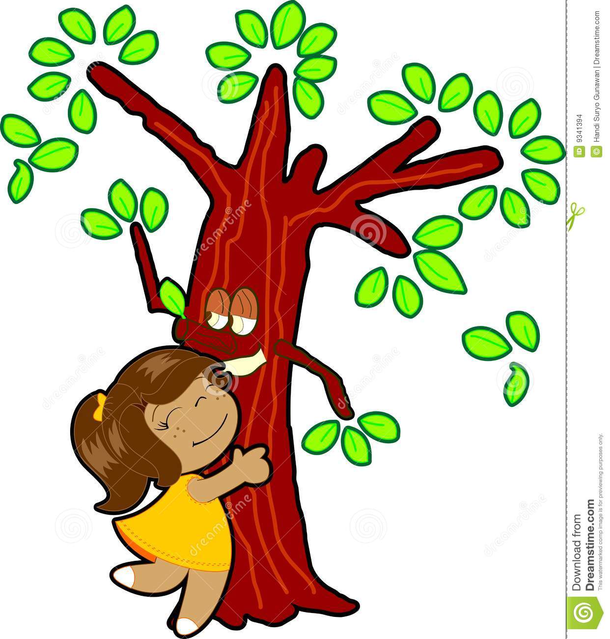 Sisters Hugging Clipart Little Girl Hug Tree