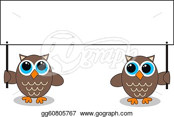 Stock Illustration   Two Owls With A Placard  Clip Art Gg60805767
