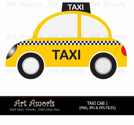 Taxi Cab   Digital Clip Art   Single  Aasc005  Yellow Cab Taxi Cab    