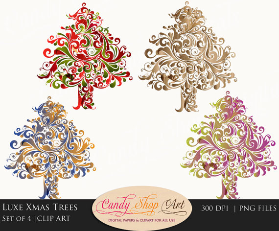 Tree Clipart Flourish Christmas Trees Fancy Christmas Tree Clip Art