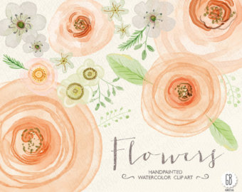 Ulus Roses Peach Dahlia Wedding Flowers Florals Clip Art Invite Diy