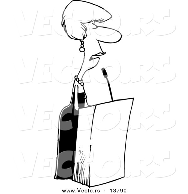 Vector Of A Cartoon Female Speaker At A Podium   Coloring Page Outline