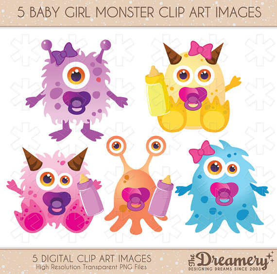 Baby Girl Monster Clip Art Images Instant By Thedreamerydesigns