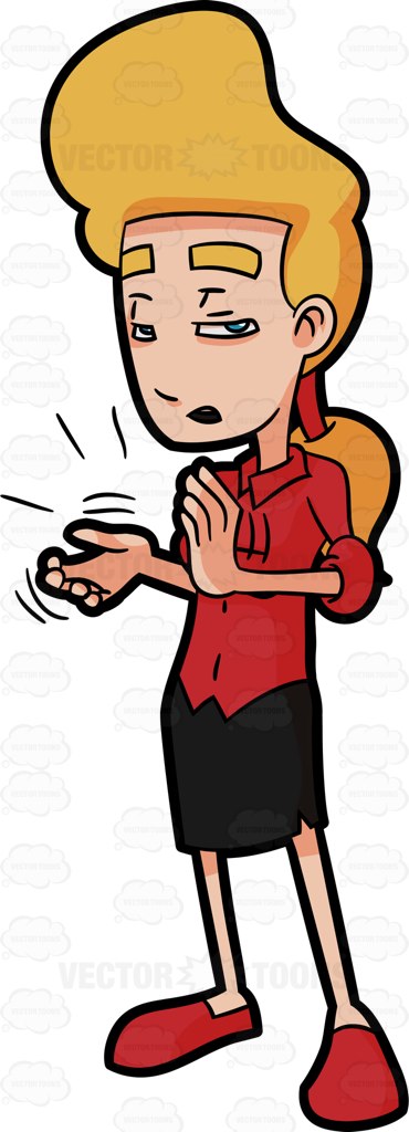 Bored Woman Clapping Her Hands Without Gusto   Vector Graphics