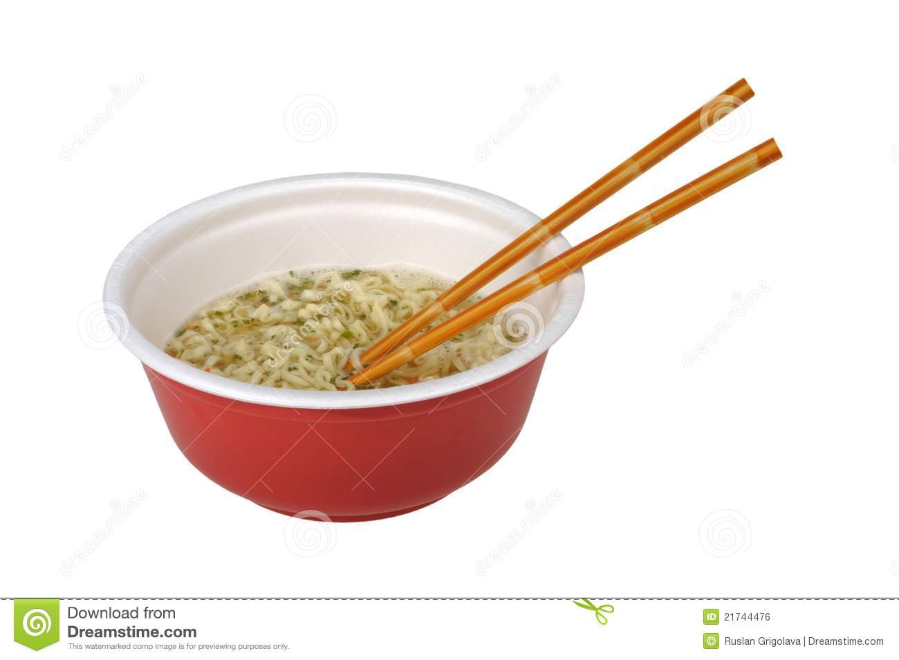 Bowl Of Ramen With Chopsticks Isolated On White Background