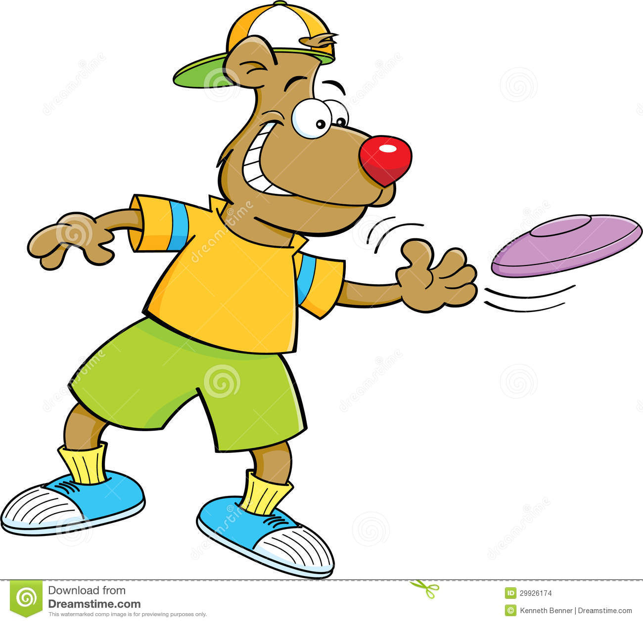 Cartoon Bear Throwing A Flying Disc Stock Images   Image  29926174