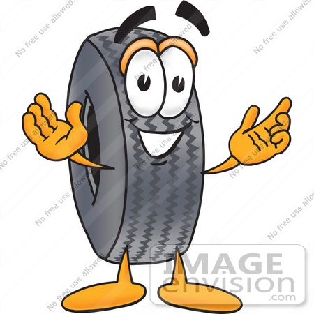 Clip Art Graphic Of A Tire Character With Welcoming Open Arms    25560    