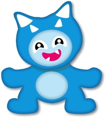 Clip Art Of A Cute Happy Blue Monster With Horns And Fangs