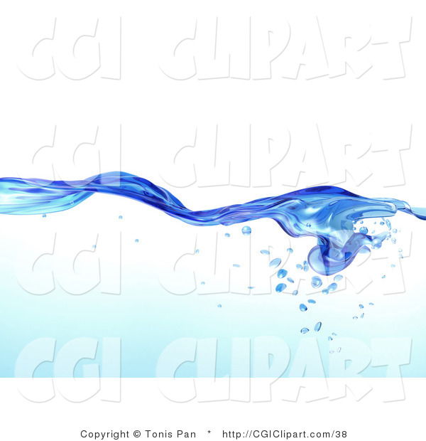 Clip Art Of A Flowing Clear Blue Purified Blue Water Pattern With Air