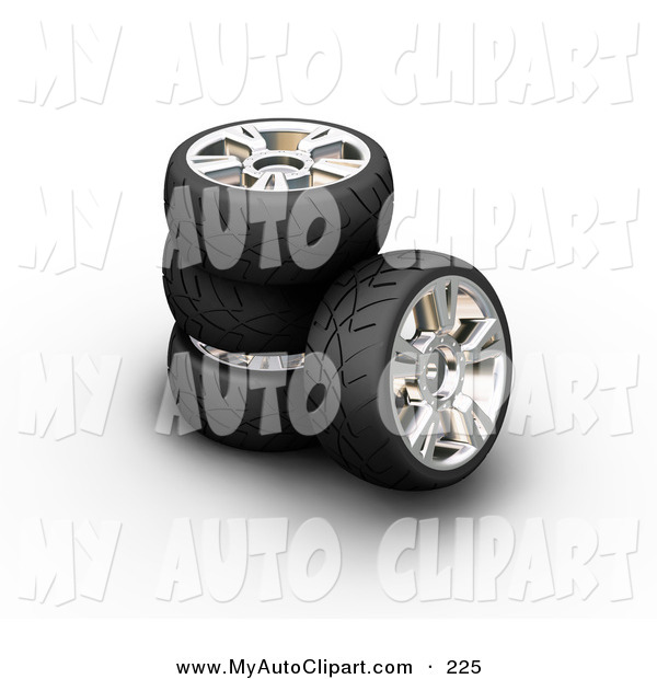 Clip Art Of A Stack Of Black Rubber Car Tires One Leaning Against The    