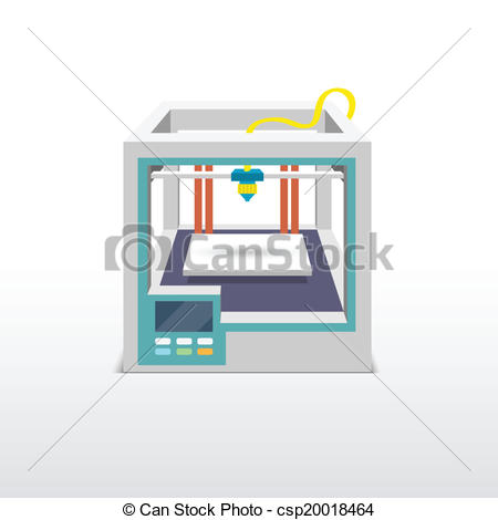 Clip Art Vector Of Printing 3d Emblem   Printing Machine 3d Printer    