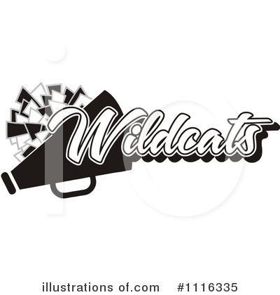 Clipart Of A Black And White Ravens Cheerleader Design Royalty Free