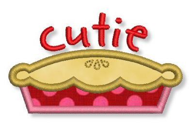 Cutie Pie Applique 4x4 5x7 Machine Embroidery Design Instant Download