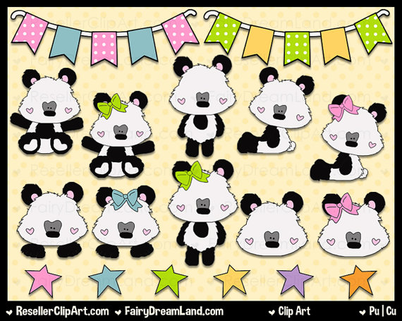 Cutie Pie Panda Bears Clip Art   Commercial Use Digital Image Png