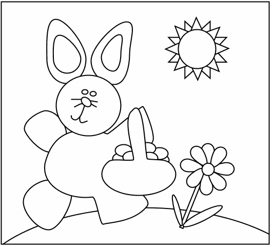 Easter Bunny With Egg Basket To Color In