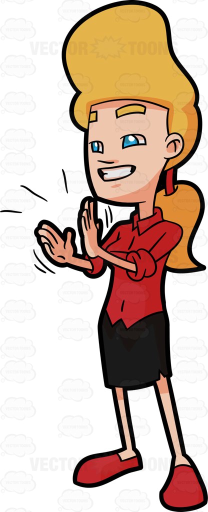 Grinning Woman Clapping Her Hands   Vector Graphics