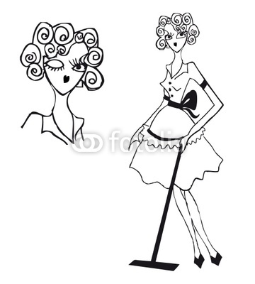 Lady Cleaning Floor Retro Clipart Vintage Doodley Tattoo Girls