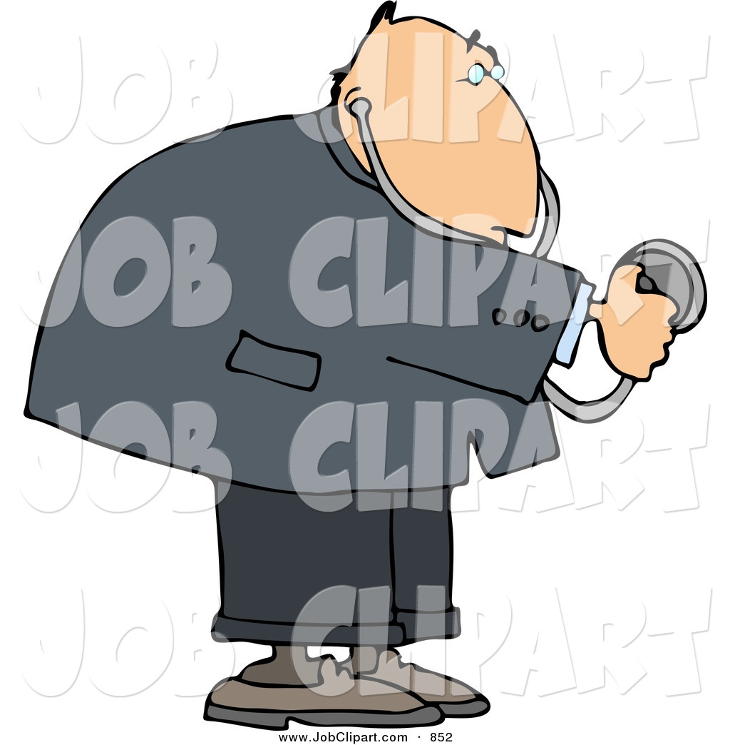 Larger Preview  Job Clip Art Of A Caucasian Heart Doctor Using A    