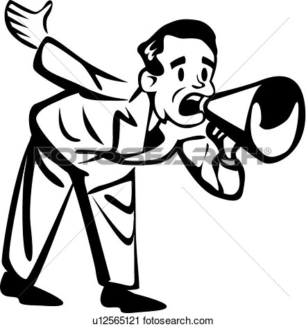 Man With A Megaphone View Large Clip Art Graphic