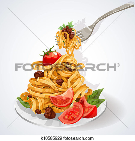 Pasta With Tomato And Meat Sauce View Large Clip Art Graphic