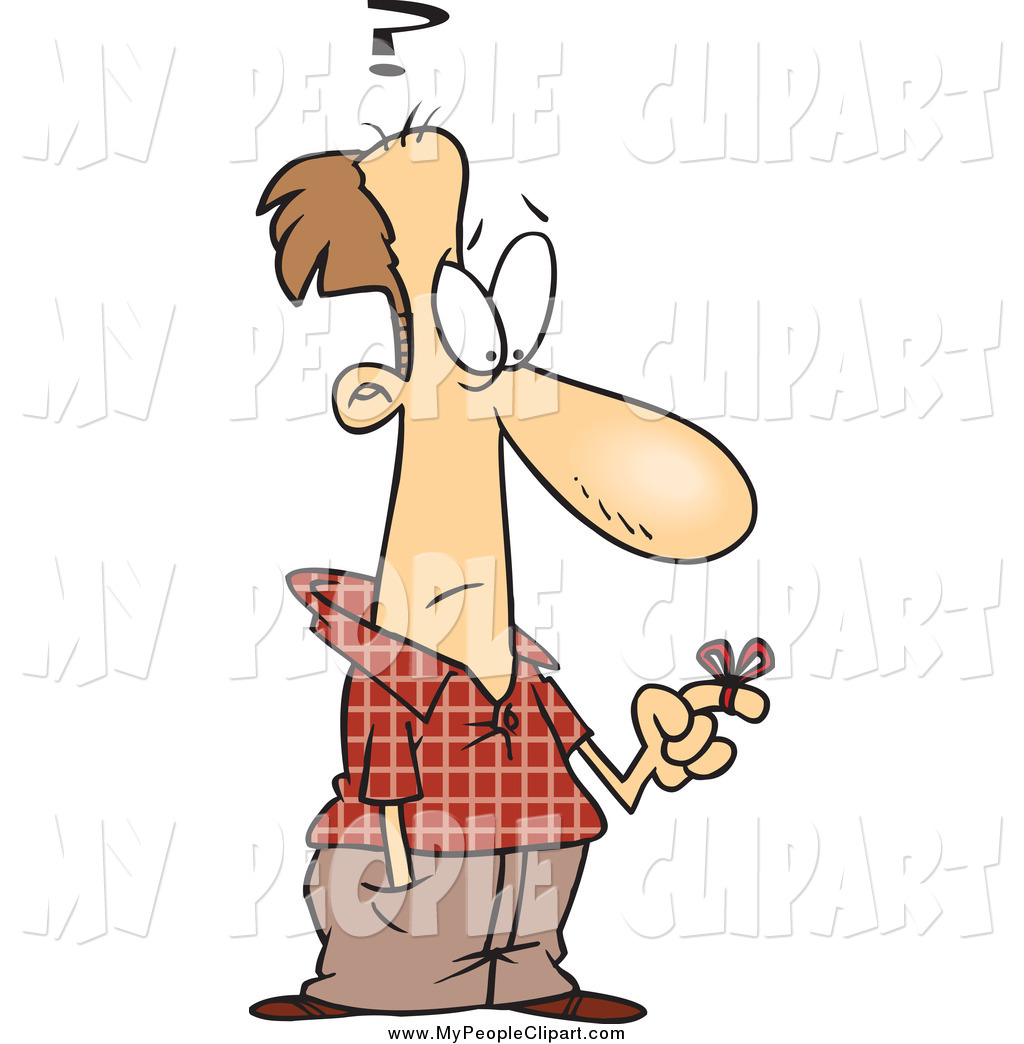 Preview  Clip Art Of A Cartoon Caucasian Man With A Reminder String    