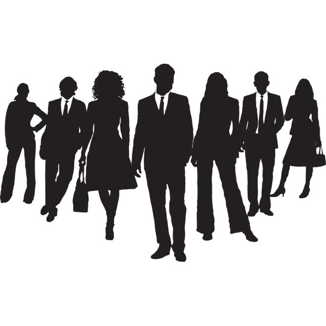 Silhouette Business Man And Women Standing Illustration Vector People
