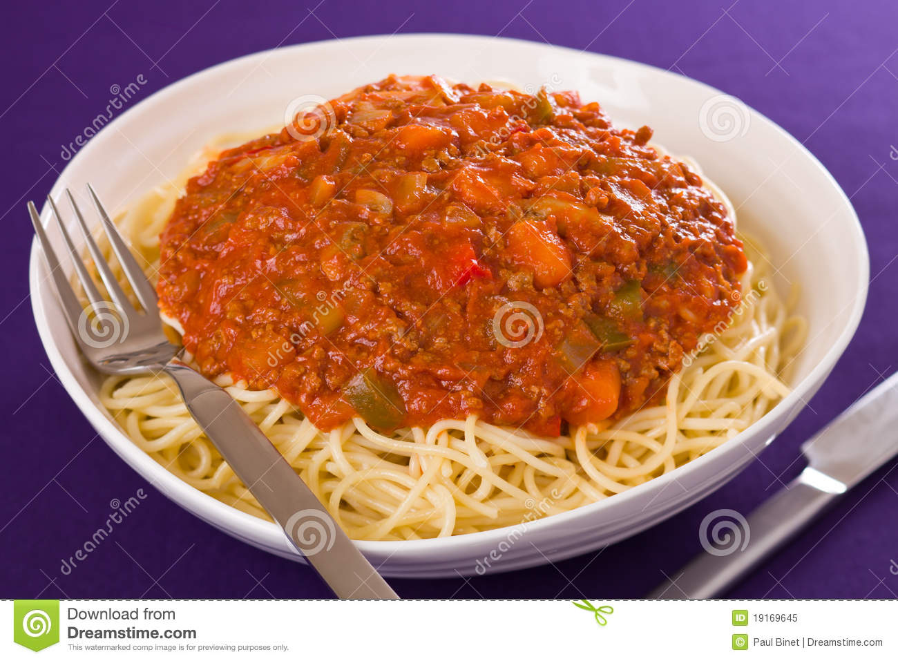 Spaghetti Pasta With Meat Sauce  Shallow Depth Of Field