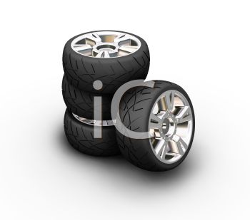 Stack Of Expensive Tires In 3d   Royalty Free Clip Art Image