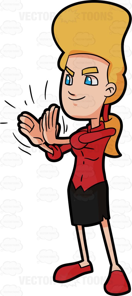 Very Proud Woman Clapping Her Hands   Vector Graphics