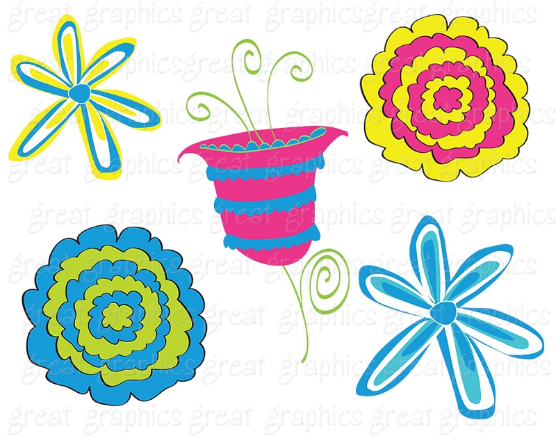 Whimsical Flower Printable Clip Art For Diy Paper Crafts