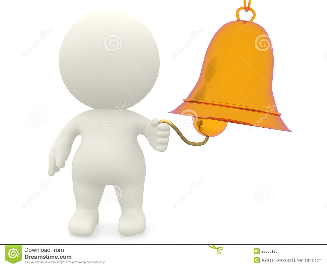 3d Man Ringing The Bell   Isolated Over A White Background 