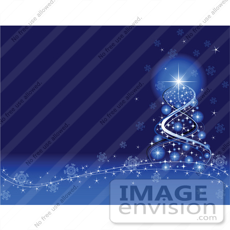 48494 Clip Art Illustration Of A Magical Xmas Tree Of Blue Lights And