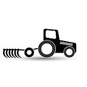 Black Tractor With A Plow On A White Background    Clipart Graphic