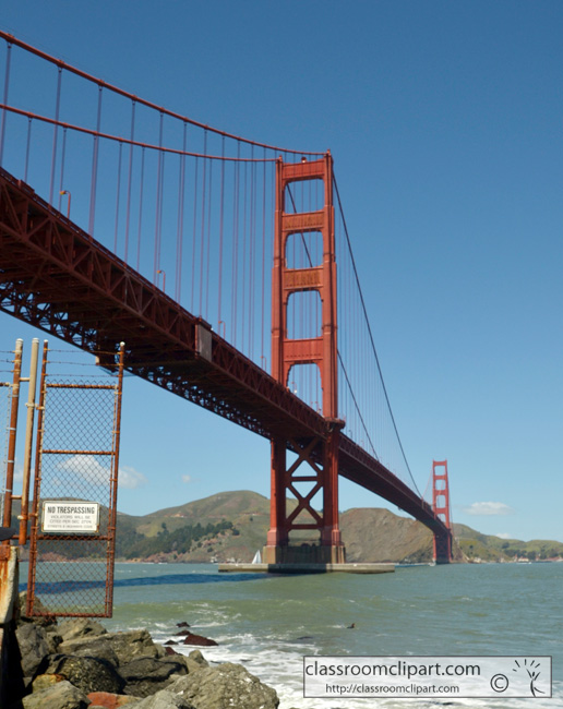 Bridges   View Golden Gate Bridge Rockey Shore   Classroom Clipart