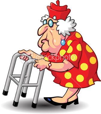 Cartoon Old Lady With Walker Wallpapers