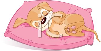 Cartoon Pup Sleeping On A Pillow   Royalty Free Clip Art Image