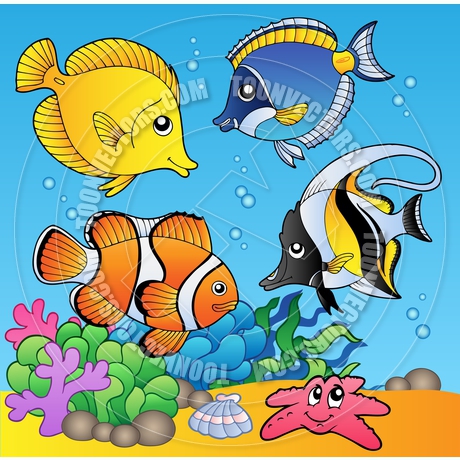 Cartoon Underwater Animals And Fishes By Clairev   Toon Vectors Eps    