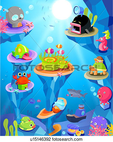 Clip Art   Group Of Animals Underwater In The Sea  Fotosearch   Search